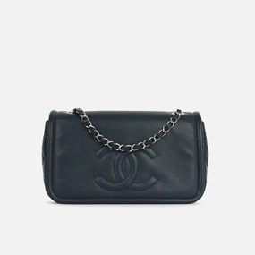 Chanel - Timeless CC Single Flap - Navy Caviar SHW - Pre-Loved - 2011