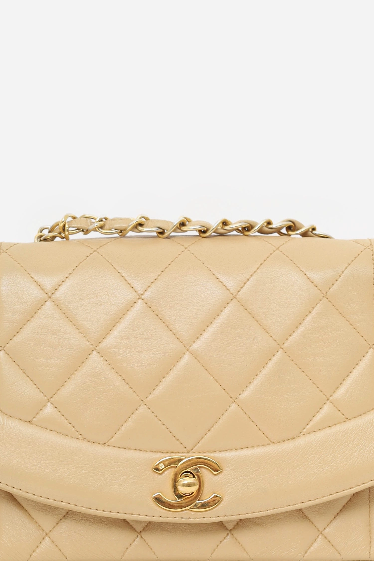 Chanel Beige Lambskin Small Diana Flap Bag