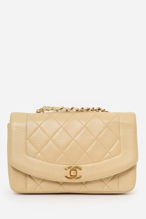 Chanel Beige Lambskin Small Diana Flap Bag