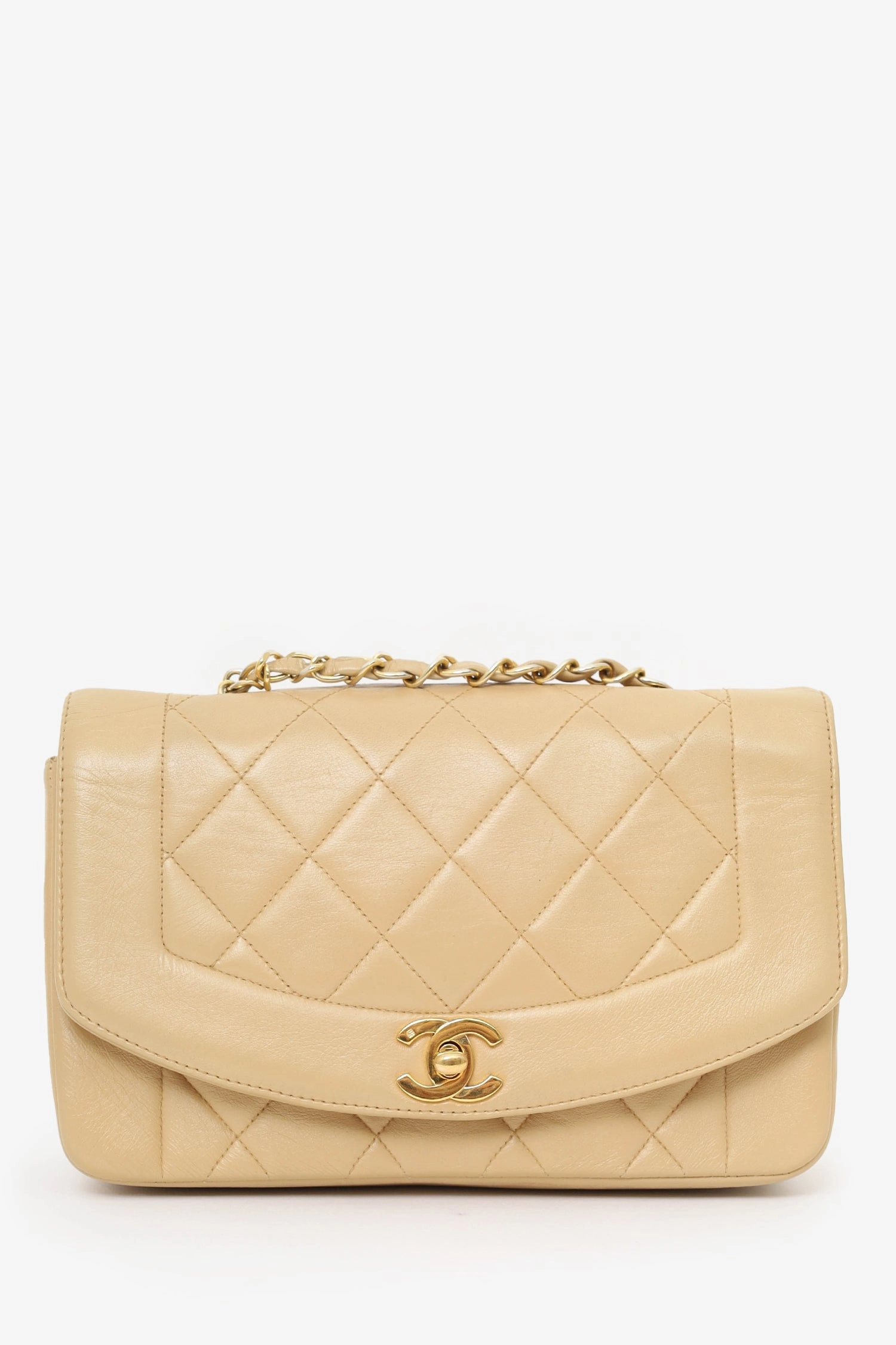 Chanel Beige Lambskin Small Diana Flap Bag