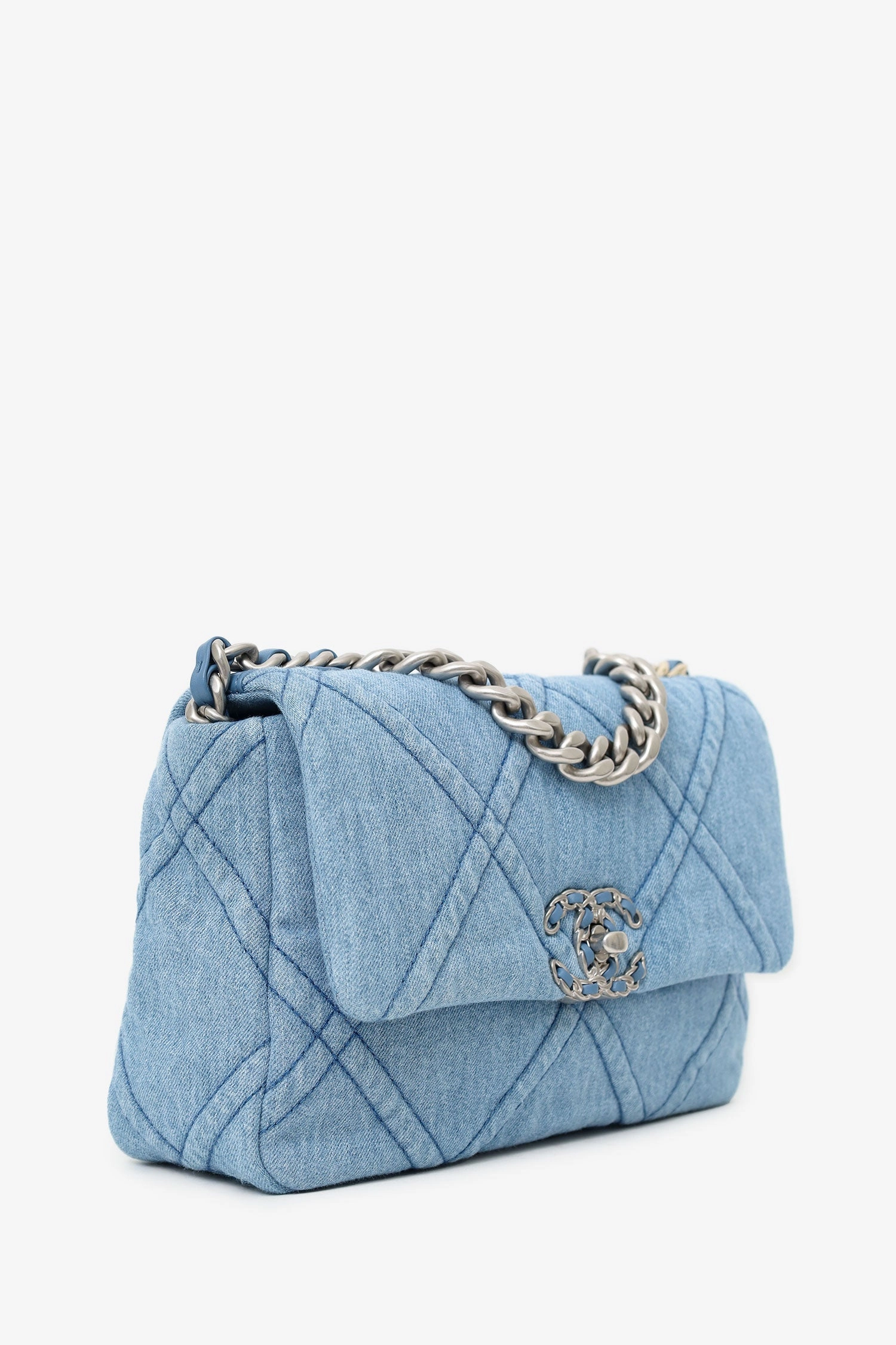 Chanel Blue Denim 'Chanel 19' Medium Flap Bag