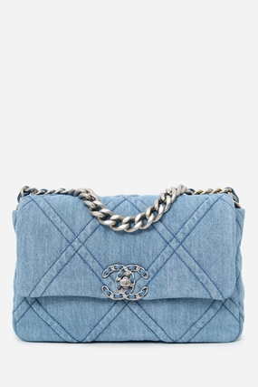Chanel Blue Denim 'Chanel 19' Medium Flap Bag