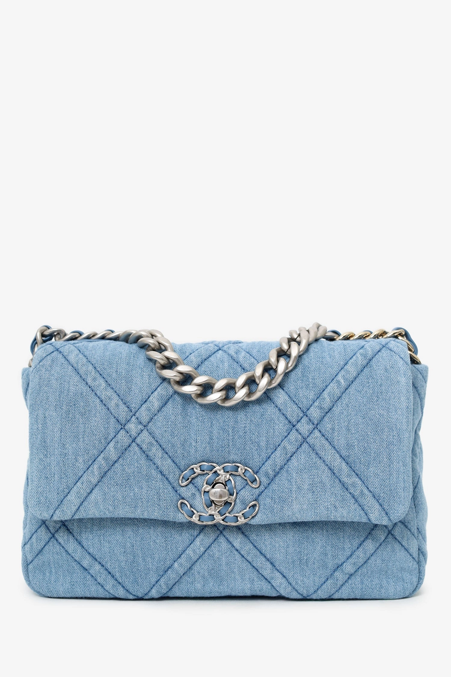 Chanel Blue Denim 'Chanel 19' Medium Flap Bag