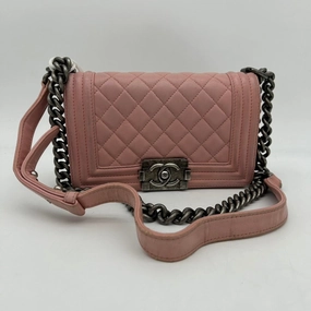 Chanel Boy Rose Pink Quilted Leather Crossbody Bag Medium
