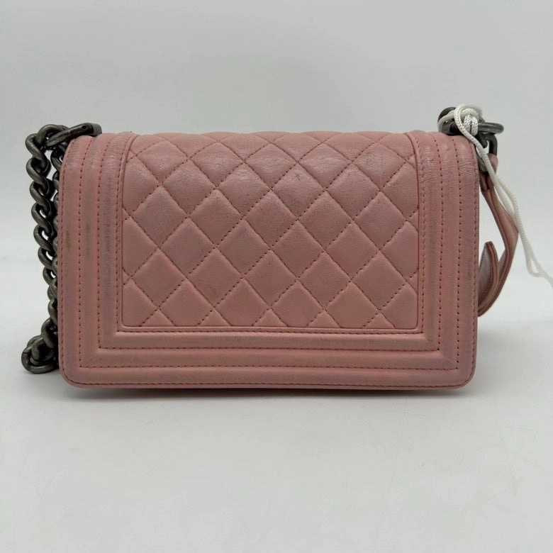 Chanel Boy Rose Pink Quilted Leather Crossbody Bag Medium