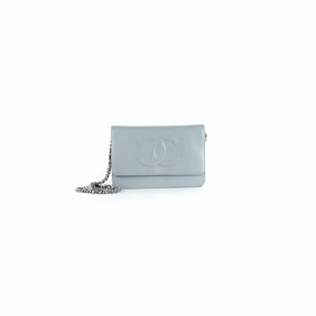 Chanel Caviar Wallet On Chain Light Blue