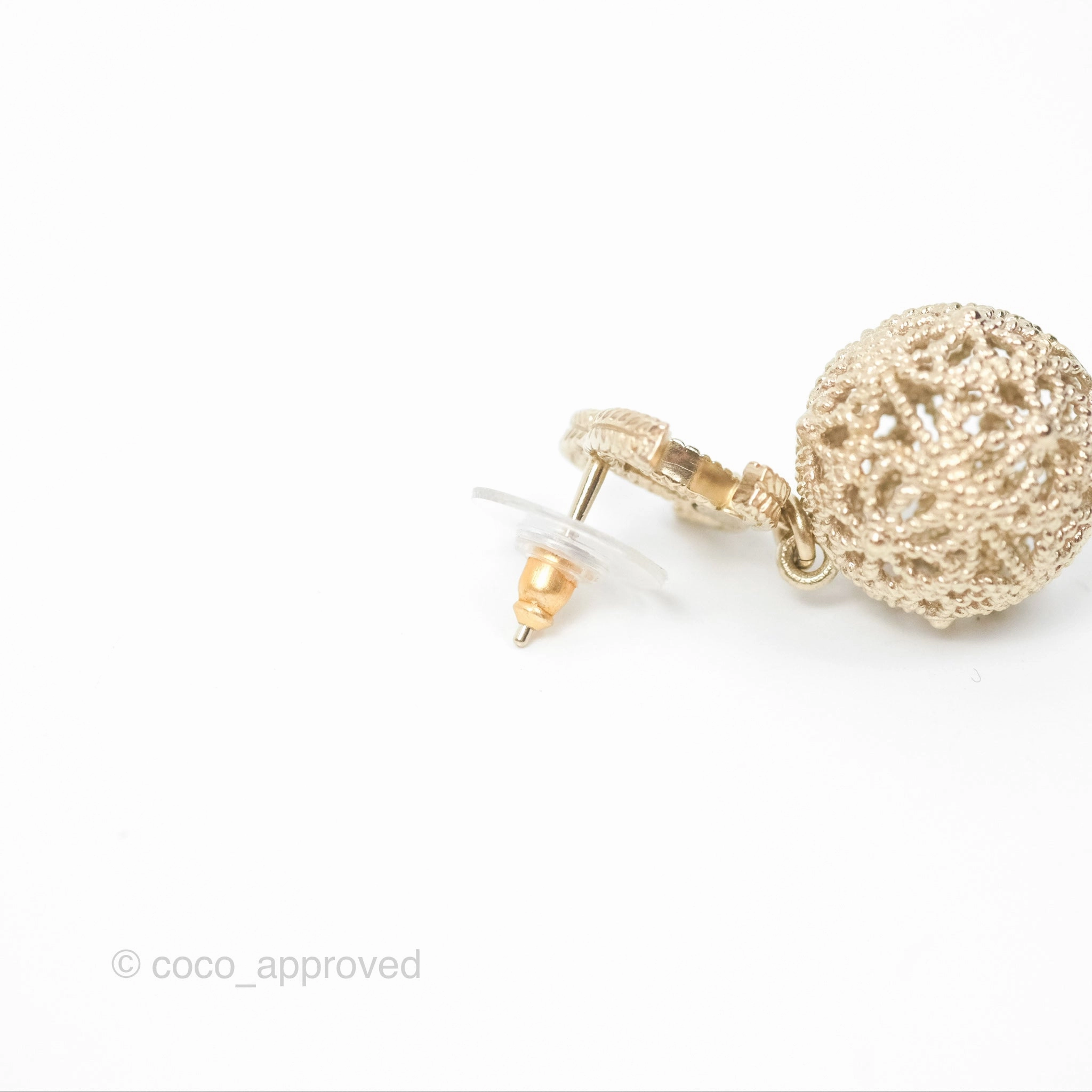 Chanel CC Drop Earrings Gold Tone