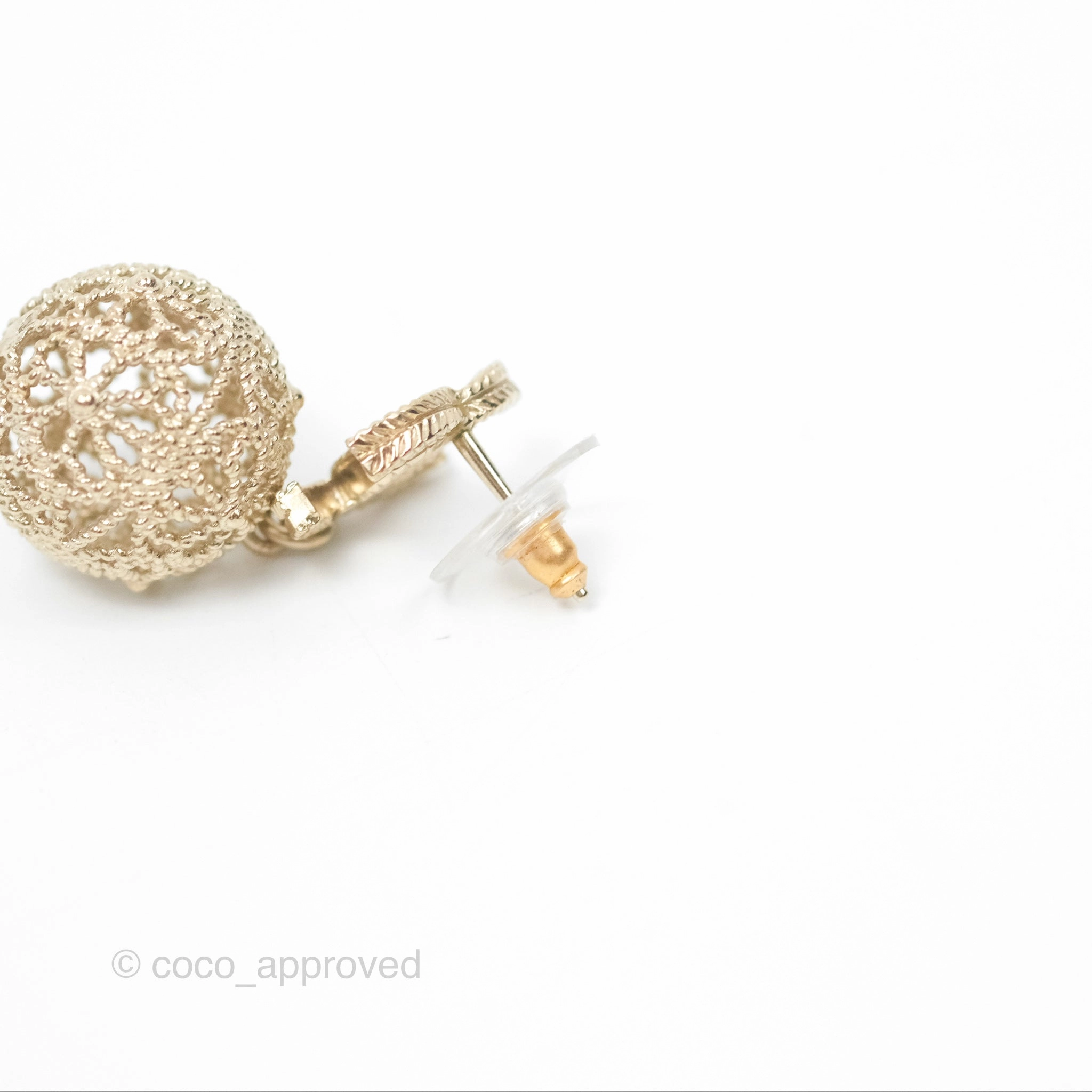 Chanel CC Drop Earrings Gold Tone