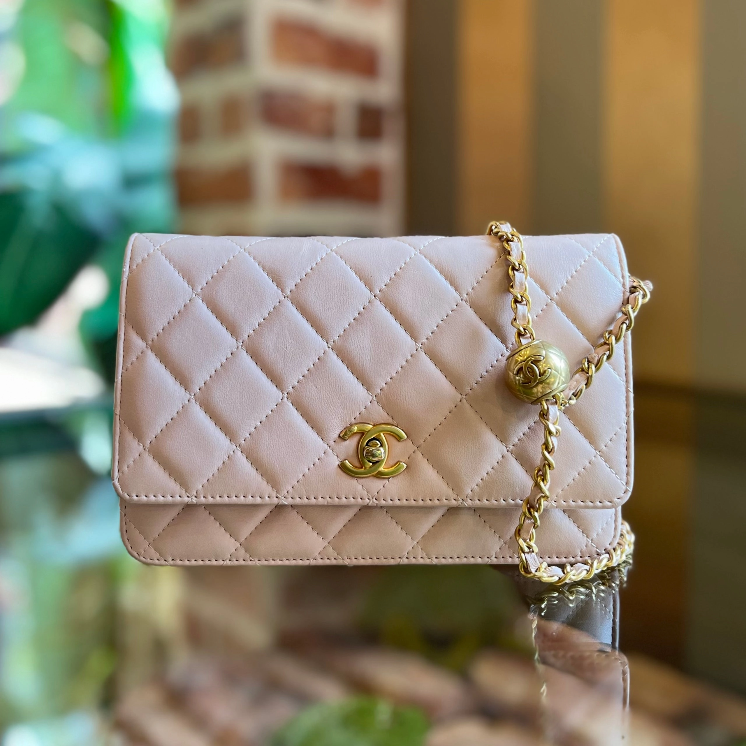 CHANEL CC Pearl Crush Wallet on Chain Lambskin Quilted Crossbody