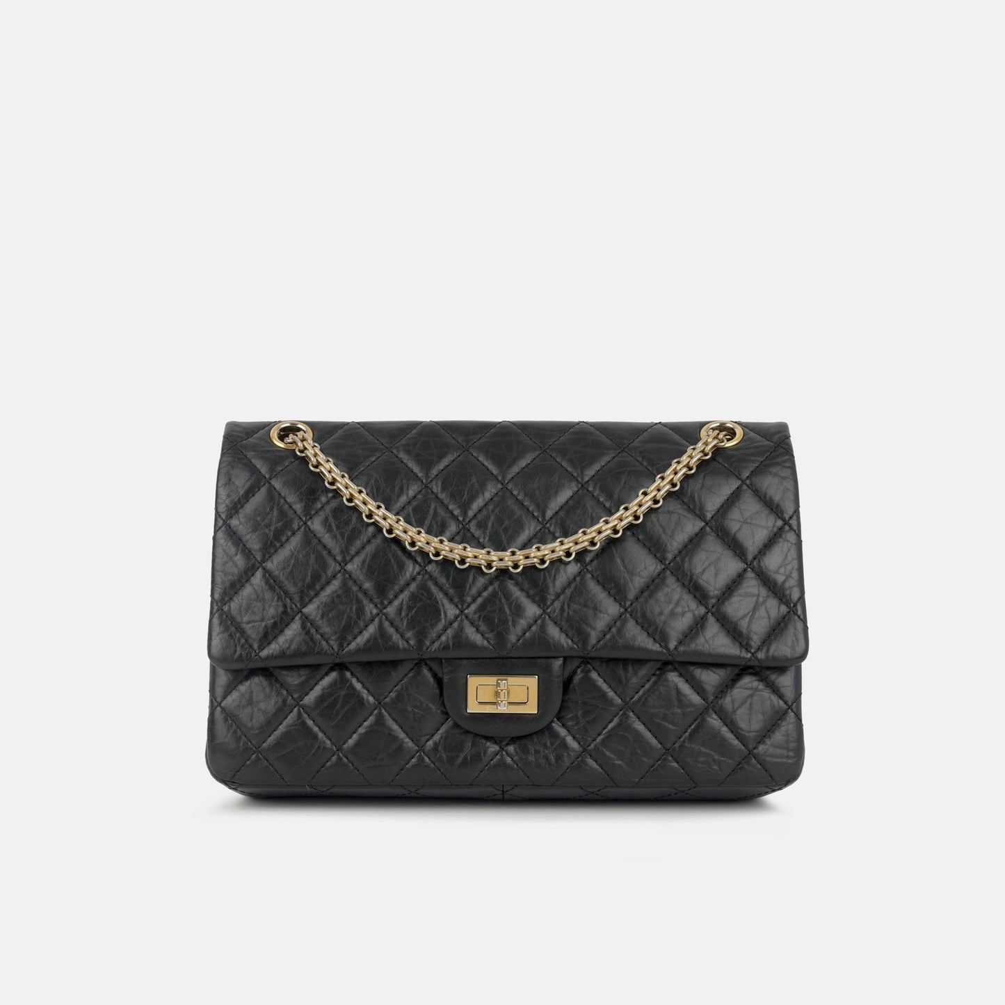 Chanel Chanel - 2.55 Reissue Flap Bag - 226 - Black Aged Calfskin GHW - Pre-Loved -2011