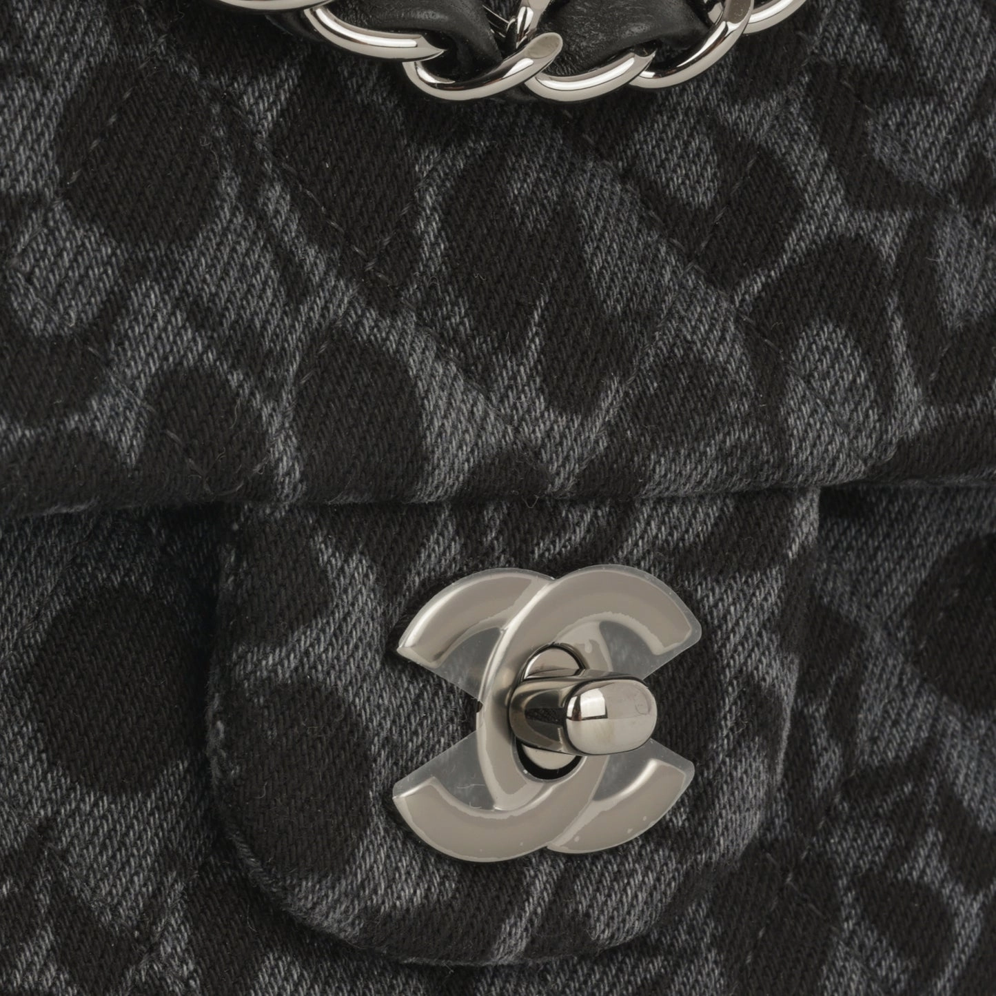 Chanel Chanel - Classic Flap Bag - Mini Rectangular - Black Floral Denim SHW - Pristine Condition
