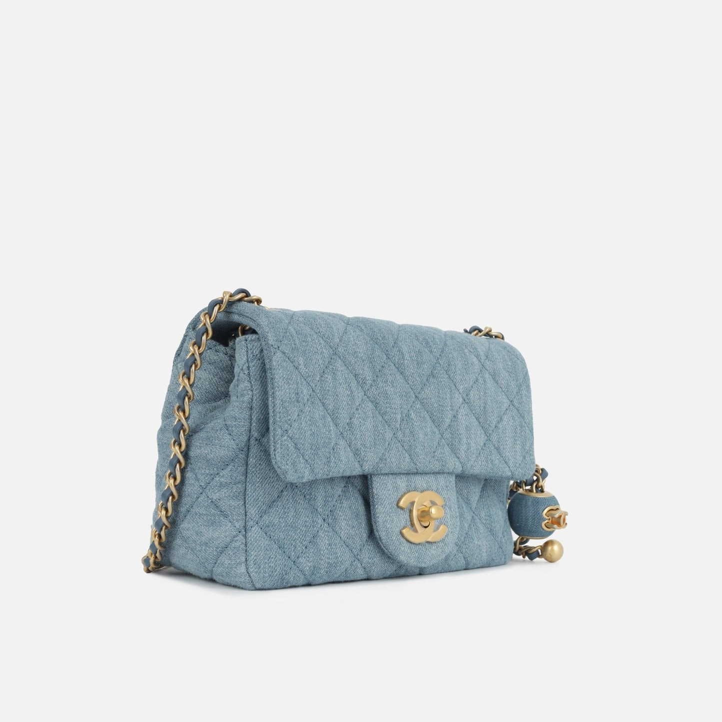 Chanel Chanel - Mini Square Pearl Crush - Blue Denim AGHW - Pristine Condition