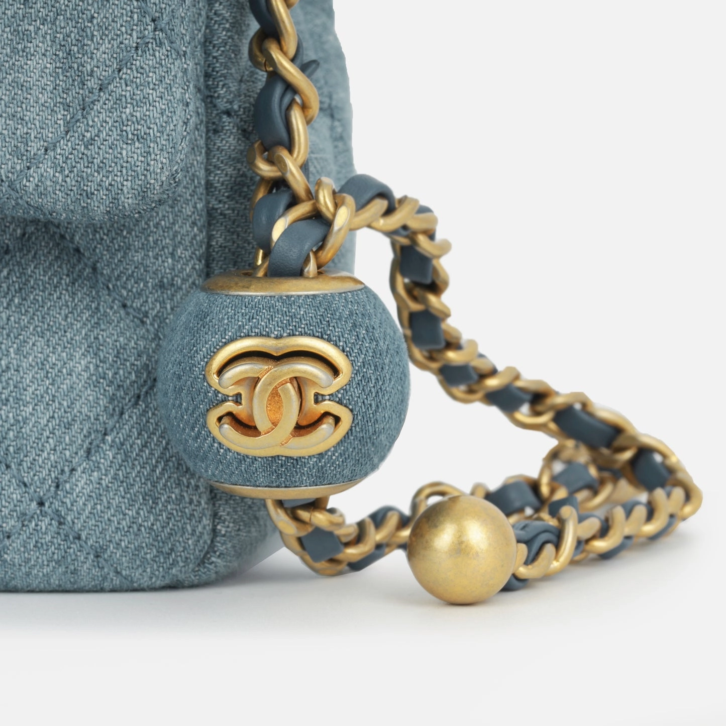 Chanel Chanel - Mini Square Pearl Crush - Blue Denim AGHW - Pristine Condition