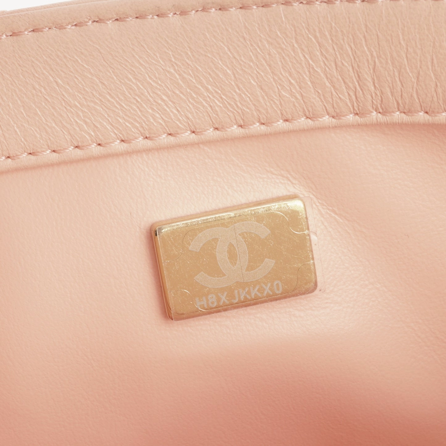 Chanel Chanel - Mini Square Pearl Crush - Peach Lambskin AGHW - Pristine Condition