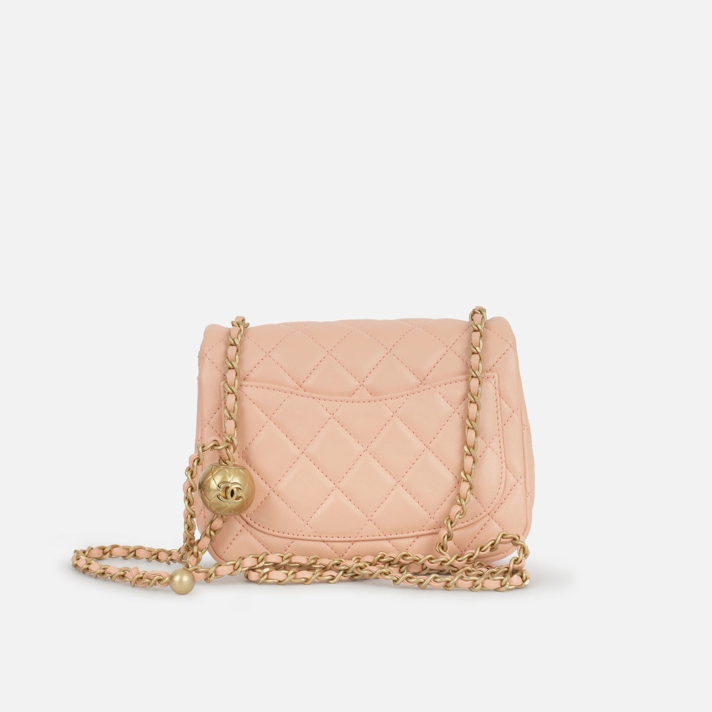 Chanel Chanel - Mini Square Pearl Crush - Peach Lambskin AGHW - Pristine Condition