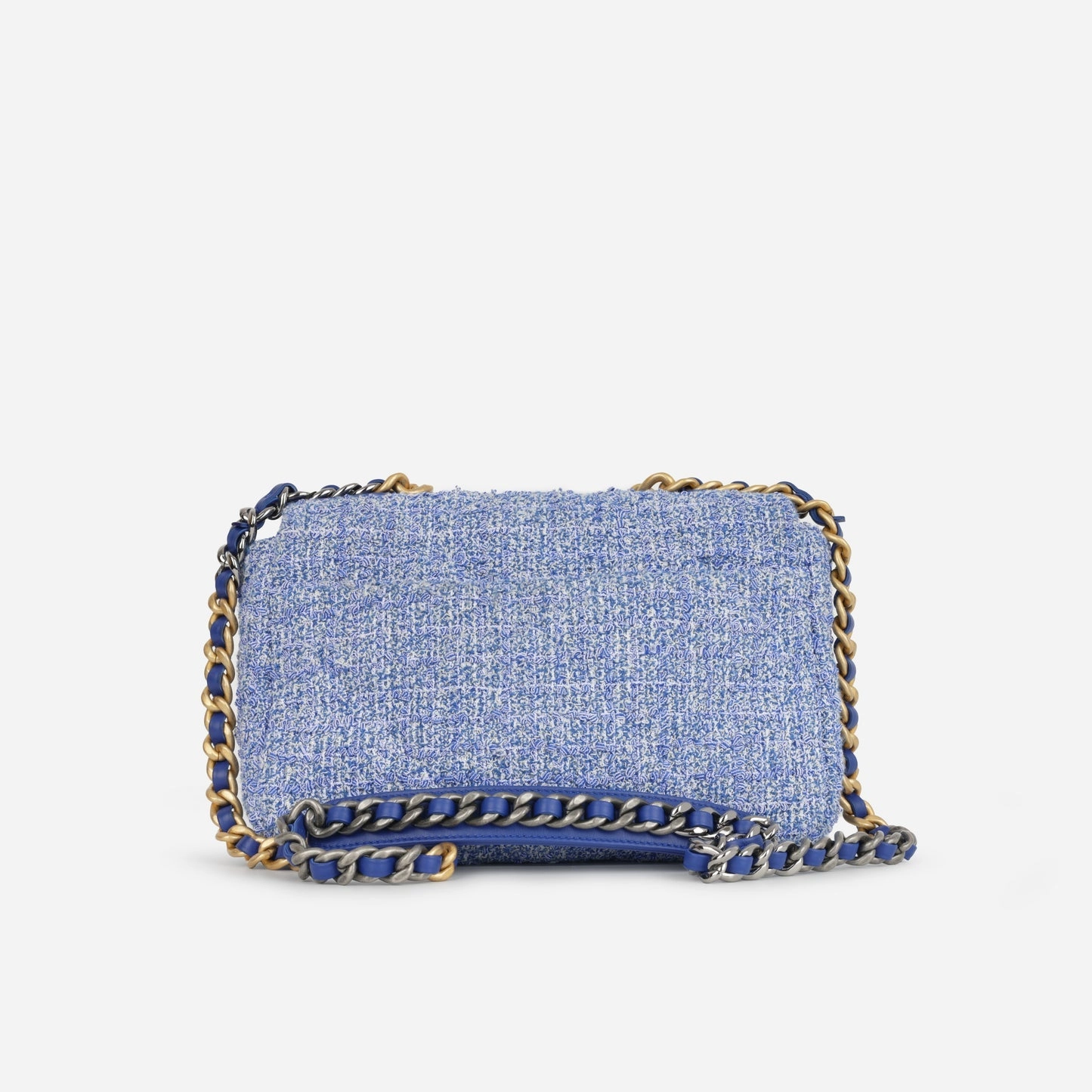 Chanel Chanel - Small 19 Flap Bag - Mixed Blue Tweed MHW - Plaque Series - Pre-Loved