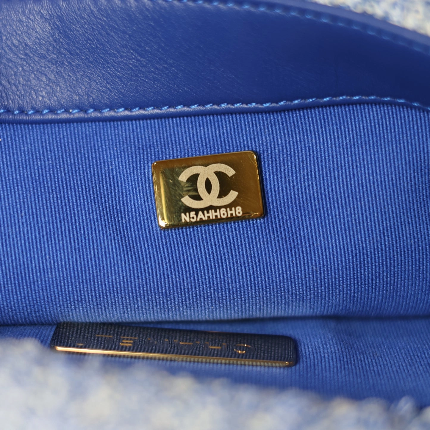 Chanel Chanel - Small 19 Flap Bag - Mixed Blue Tweed MHW - Plaque Series - Pre-Loved