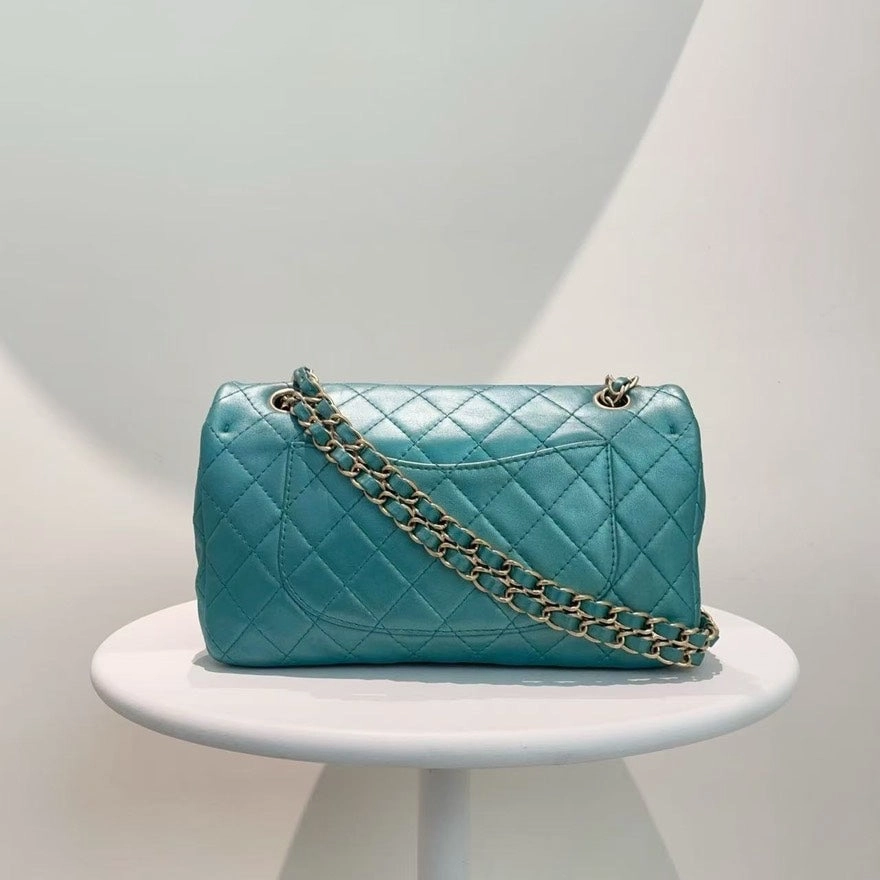 Chanel Classic Flap Bag Turquoise Leather Crossbody