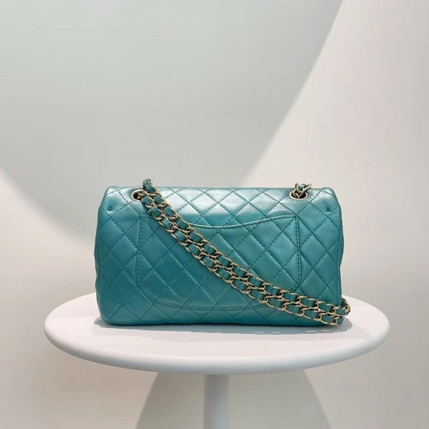 Chanel Classic Flap Bag Turquoise Leather Crossbody