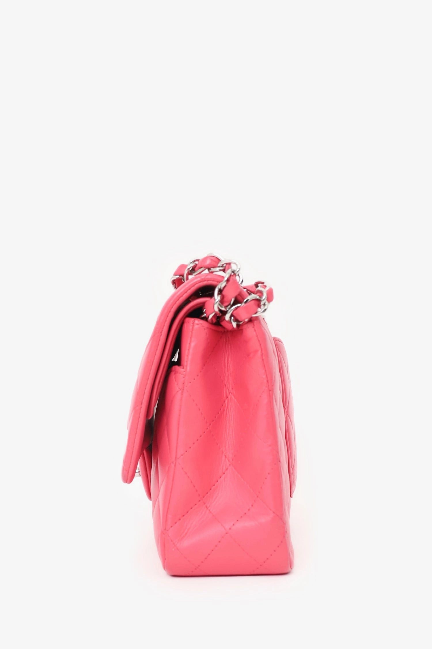 Chanel Dark Pink Lambskin Medium Double Flap Bag 'Refurbished'