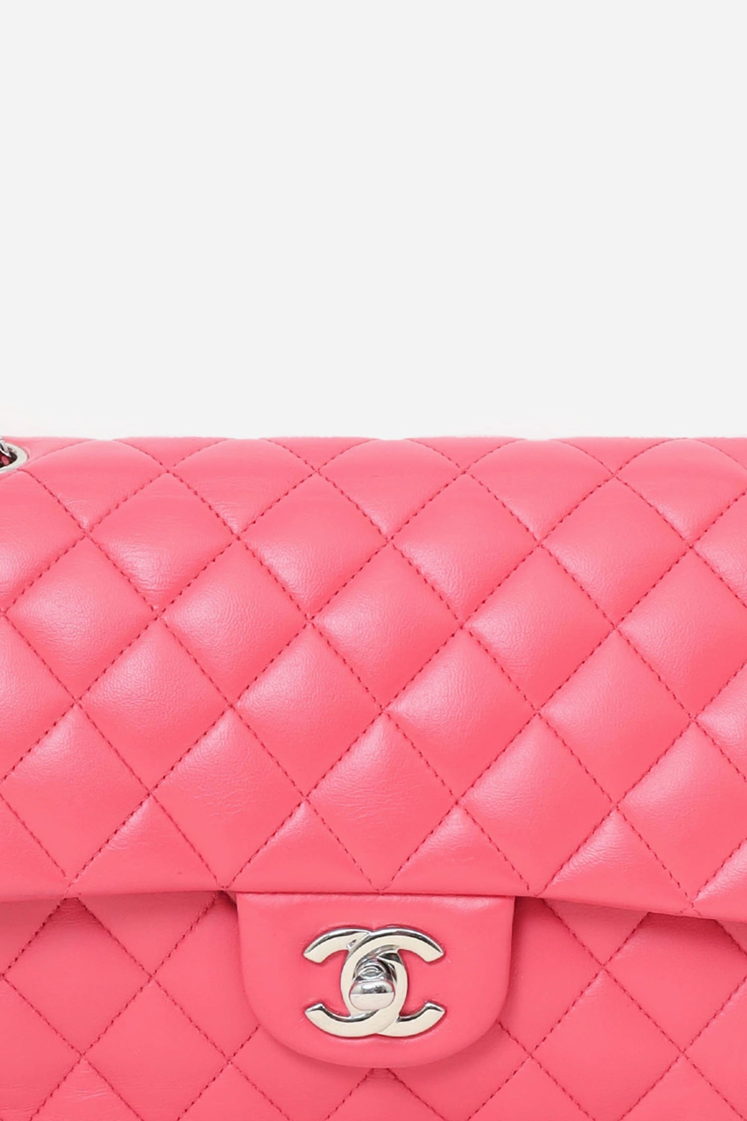 Chanel Dark Pink Lambskin Medium Double Flap Bag 'Refurbished'