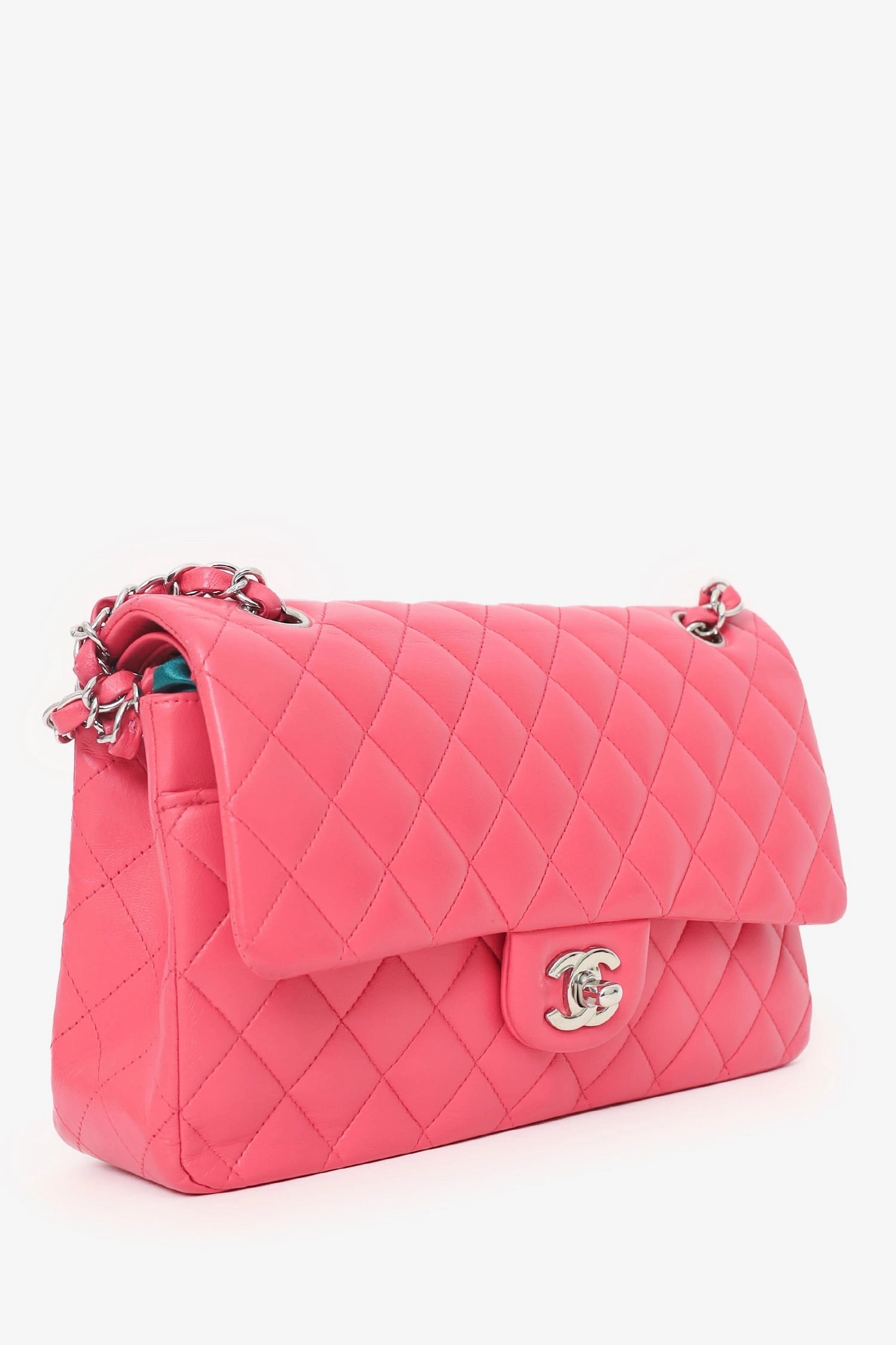 Chanel Dark Pink Lambskin Medium Double Flap Bag 'Refurbished'
