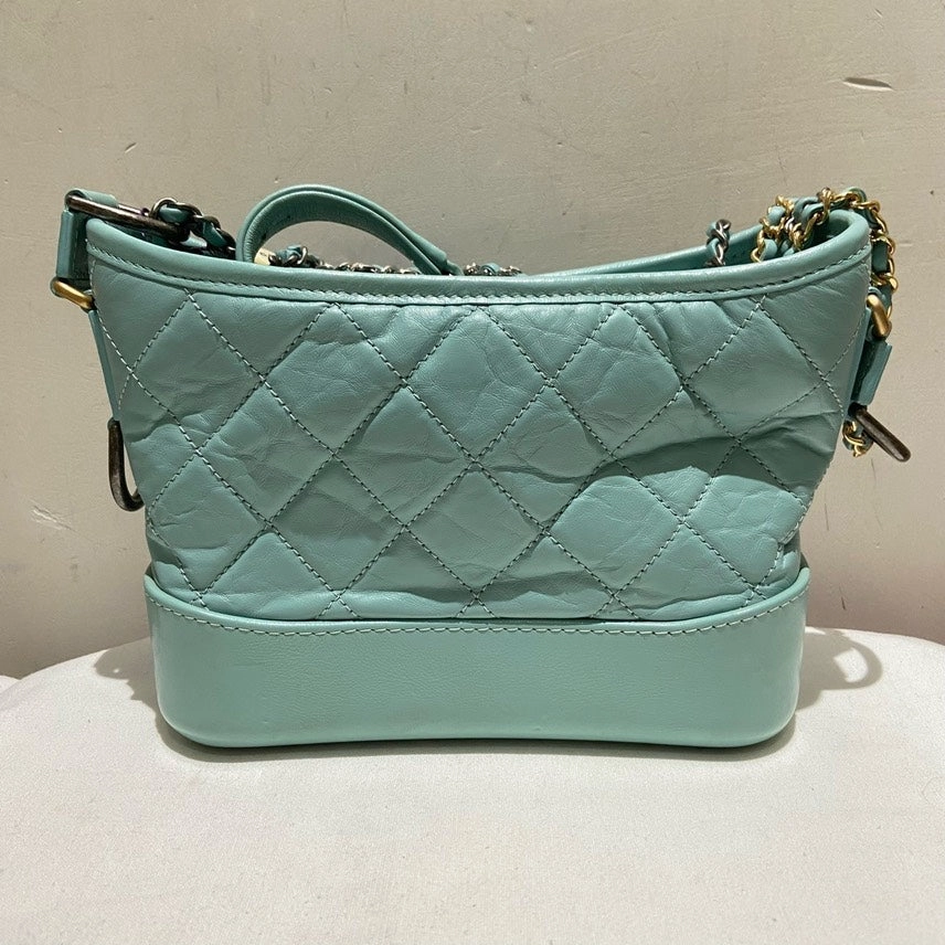 Chanel Gabrielle Small Crossbody Bag in Light Blue Leather with Card