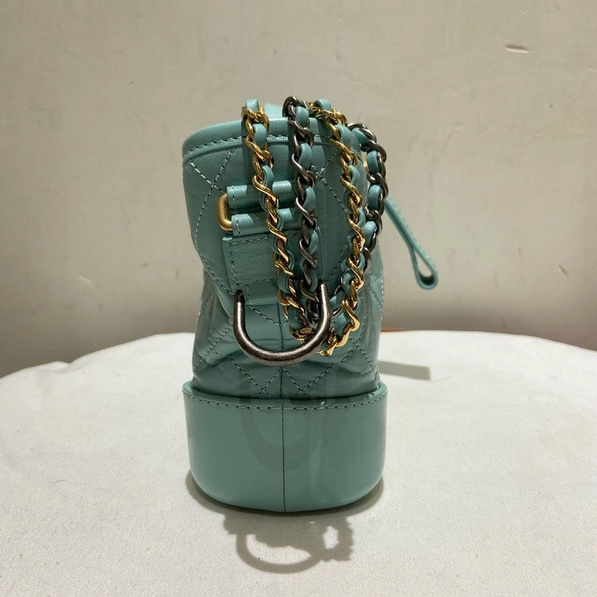 Chanel Gabrielle Small Crossbody Bag in Light Blue Leather with Card