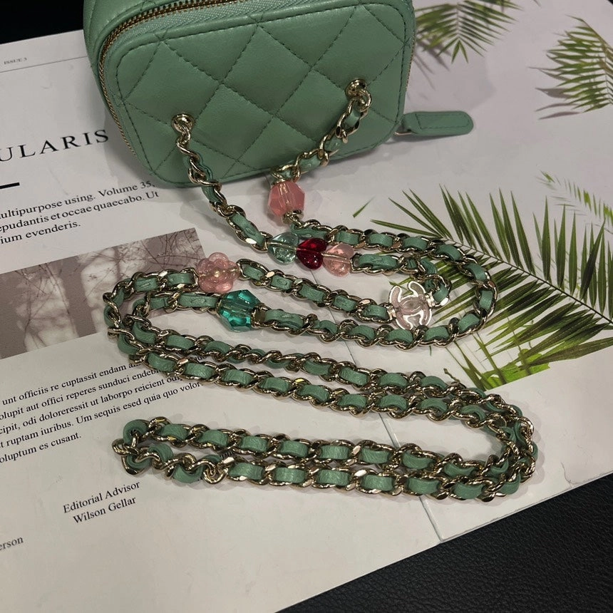 Chanel Green Love Enamel Box Crossbody Bag