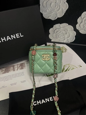 Chanel Green Love Enamel Box Crossbody Bag