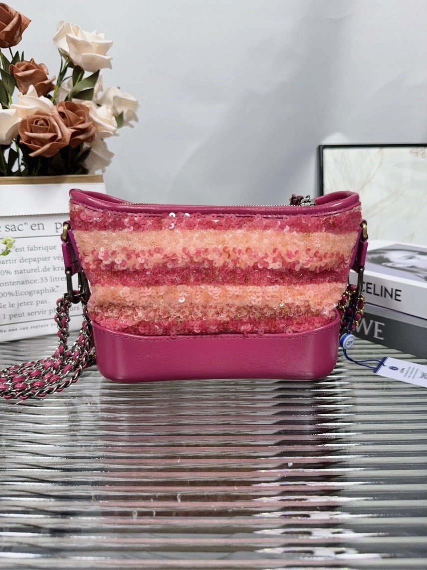 Chanel HFY Preloved Sequin Pink Crossbody Bag