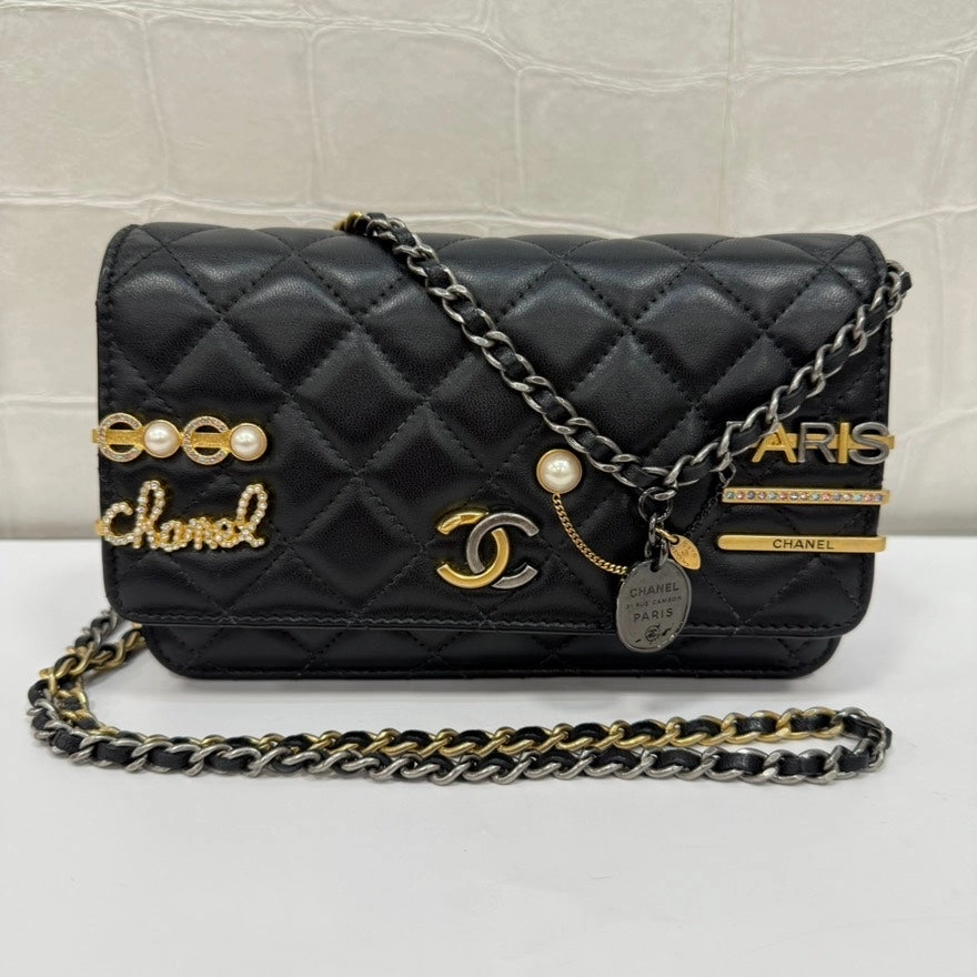 Chanel Lambskin Wallet on Chain FM9006 Black Crossbody Bag