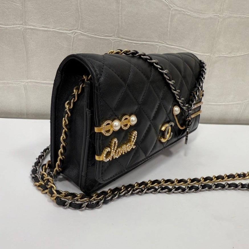 Chanel Lambskin Wallet on Chain FM9006 Black Crossbody Bag