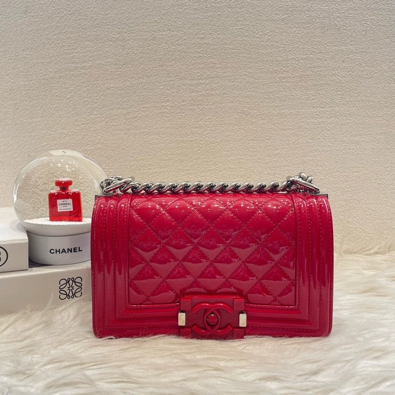 Chanel Le Boy Small 20 Red Patent Leather Crossbody Bag