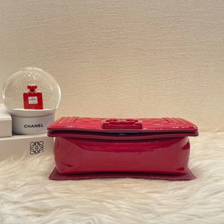 Chanel Le Boy Small 20 Red Patent Leather Crossbody Bag