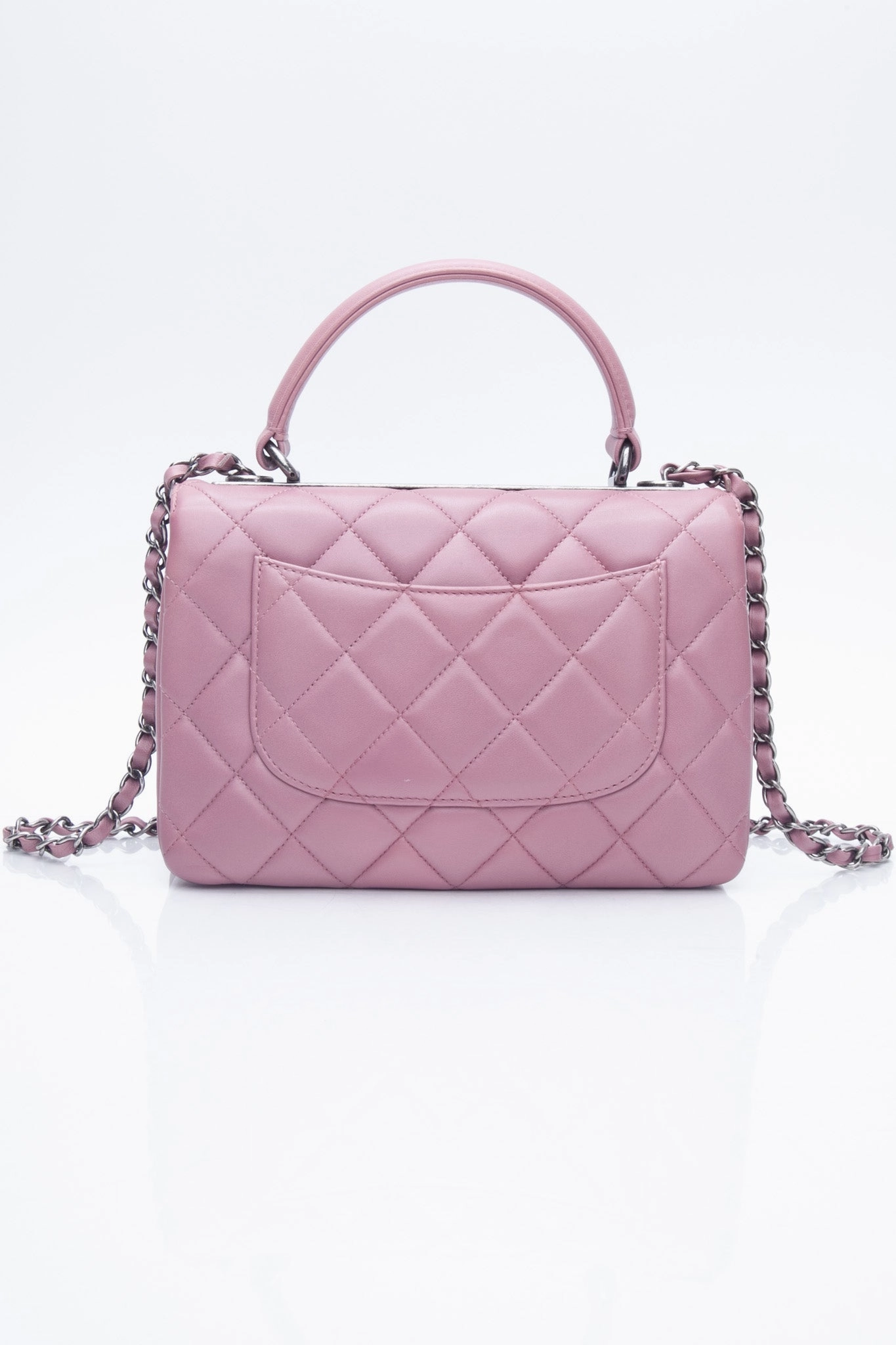 CHANEL Mauve Pink Lambskin Quilted Trendy CC Top Handle Flap Crossbody Bag