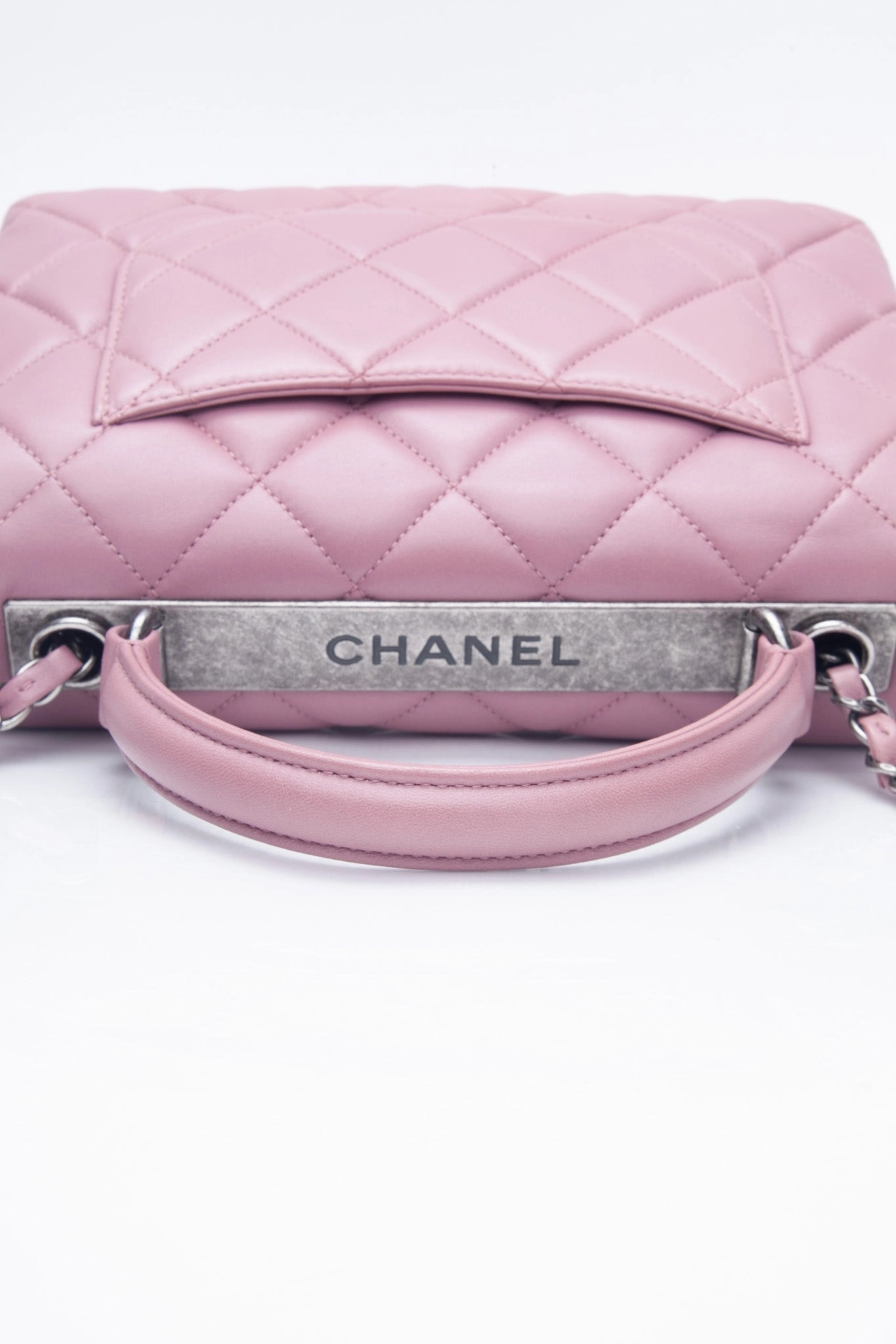CHANEL Mauve Pink Lambskin Quilted Trendy CC Top Handle Flap Crossbody Bag