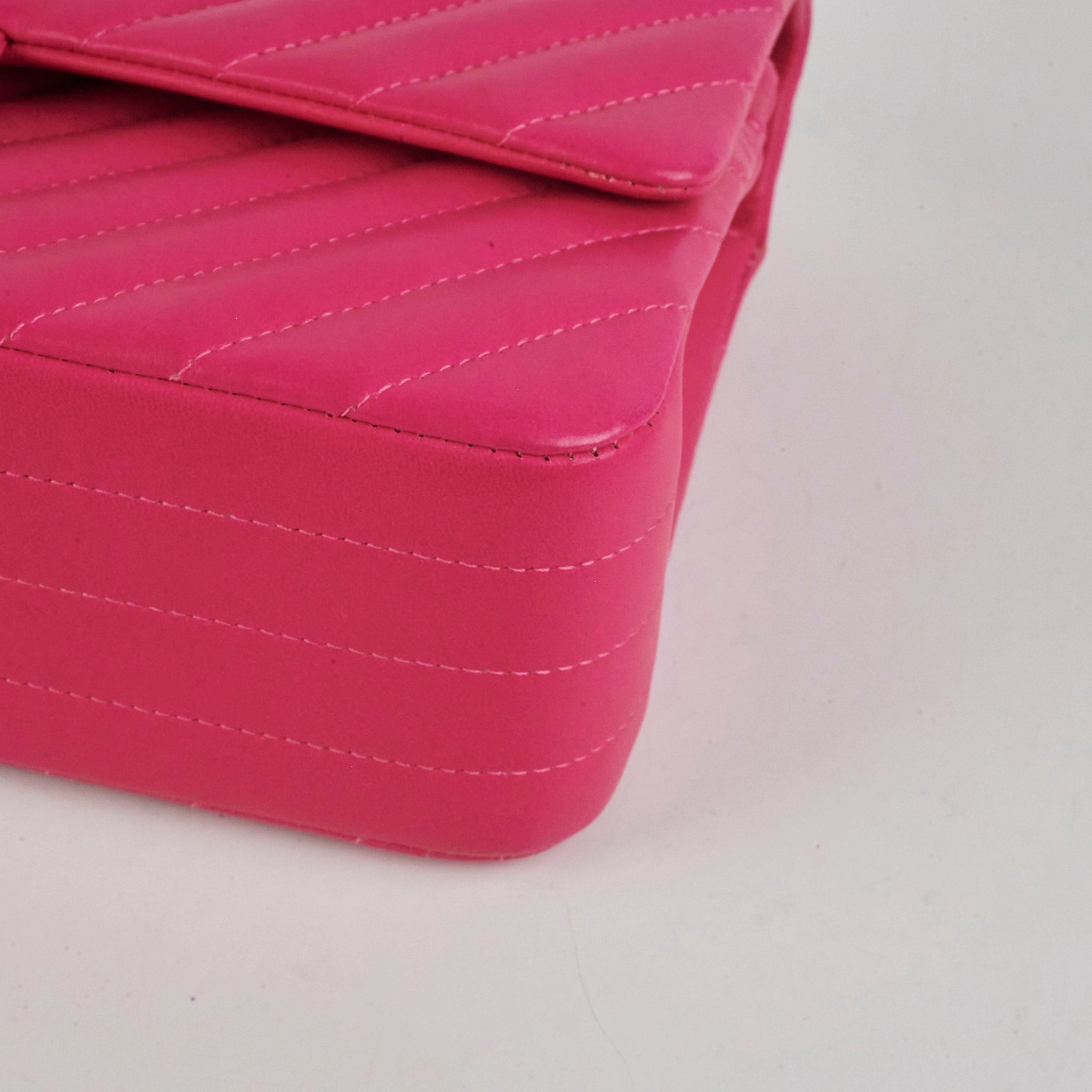 Chanel Medium Classic Flap Chevron Lambskin Pink