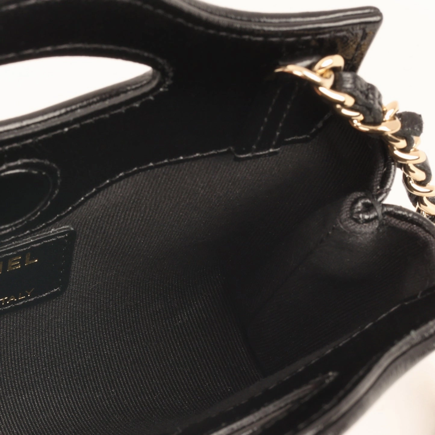 Chanel Micro 31 Clutch on Chain Black Glazed Calfskin CGHW