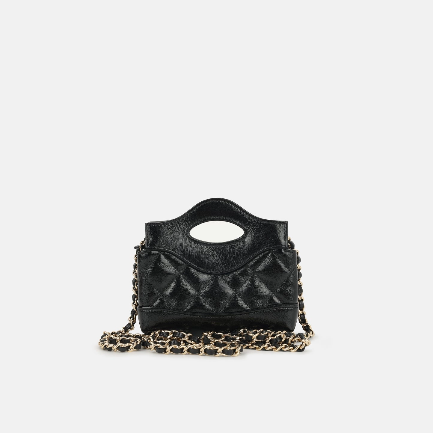 Chanel Micro 31 Clutch on Chain Black Glazed Calfskin CGHW