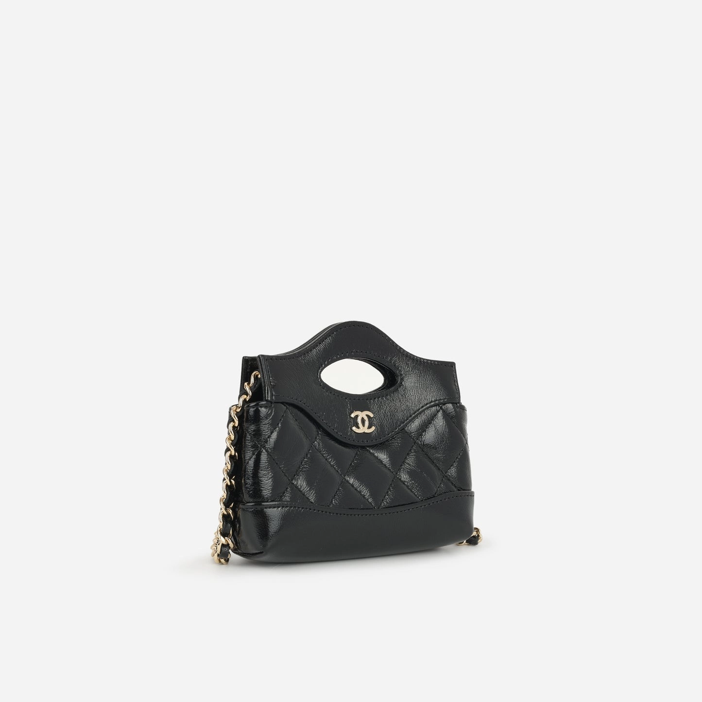 Chanel Micro 31 Clutch on Chain Black Glazed Calfskin CGHW