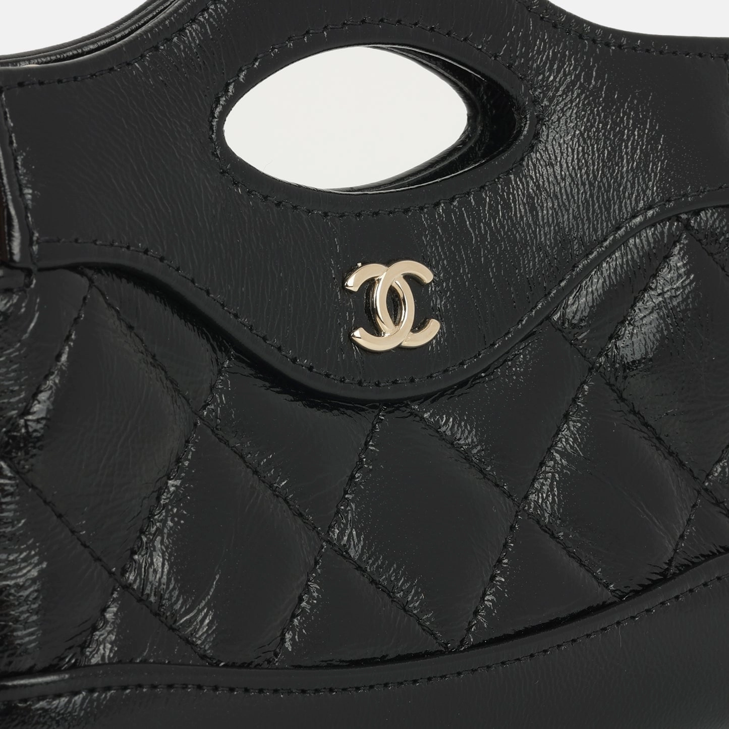 Chanel Micro 31 Clutch on Chain Black Glazed Calfskin CGHW