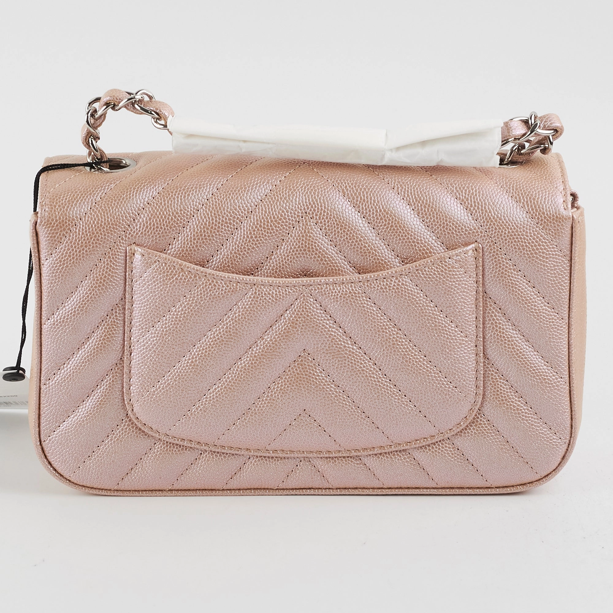 Chanel Mini Rectangular Chevron Caviar Rose Gold Iridescent