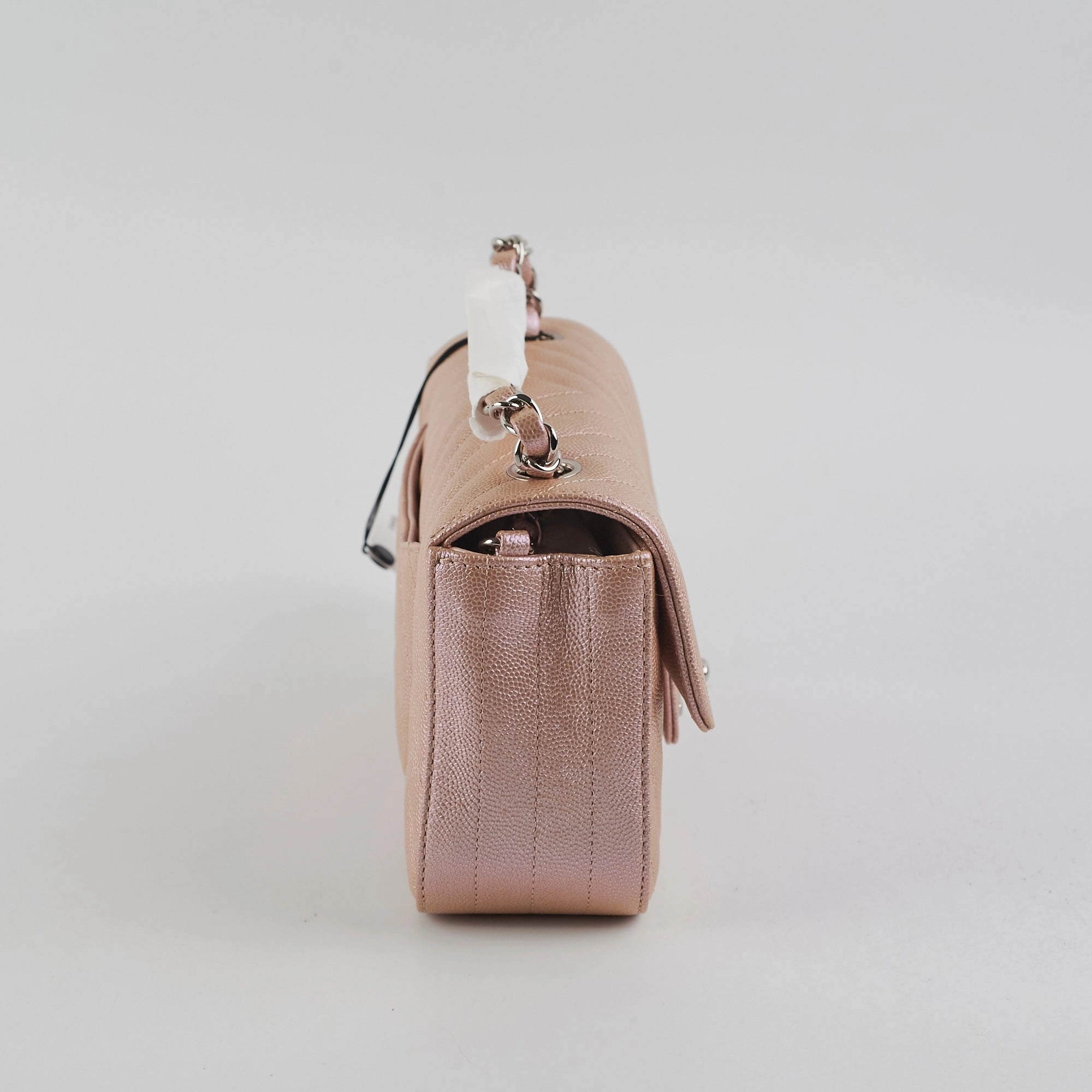 Chanel Mini Rectangular Chevron Caviar Rose Gold Iridescent