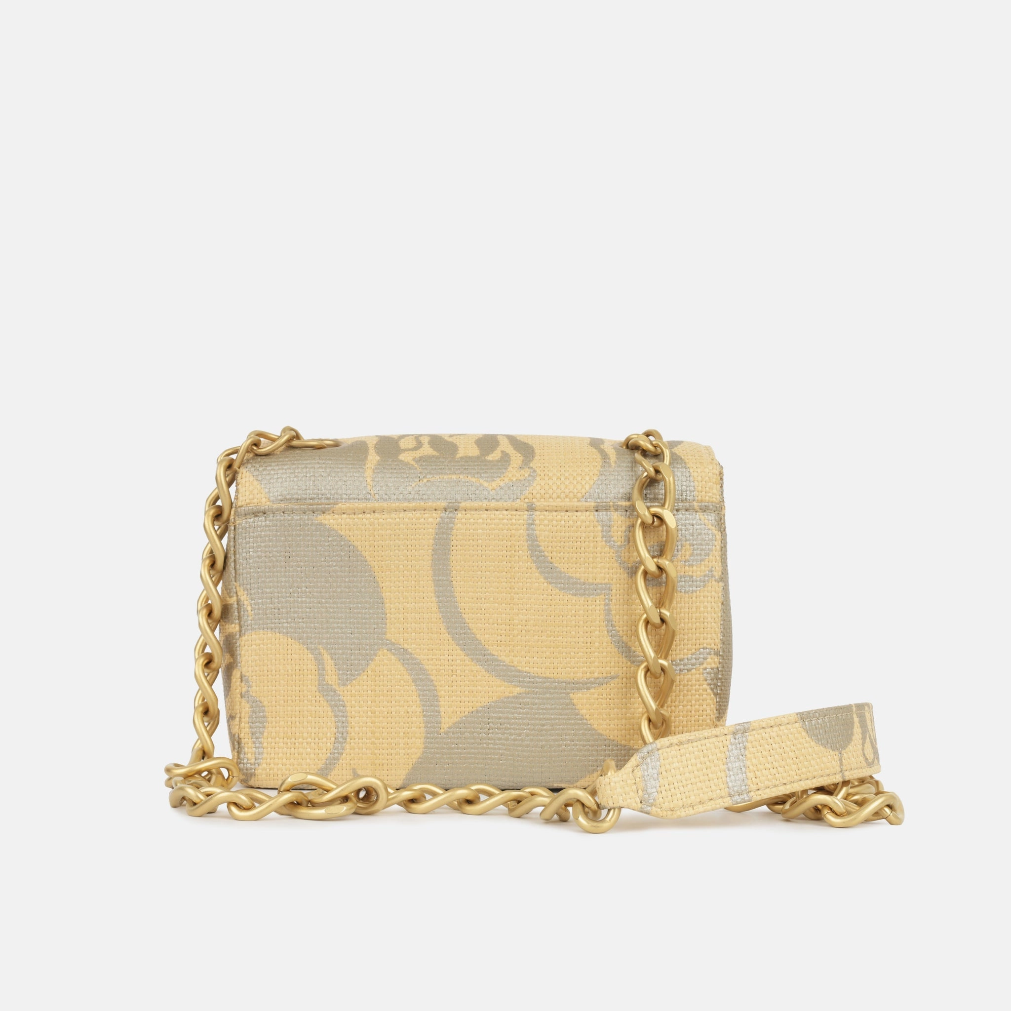 Chanel Mini Square - Beige Camellia Raffia