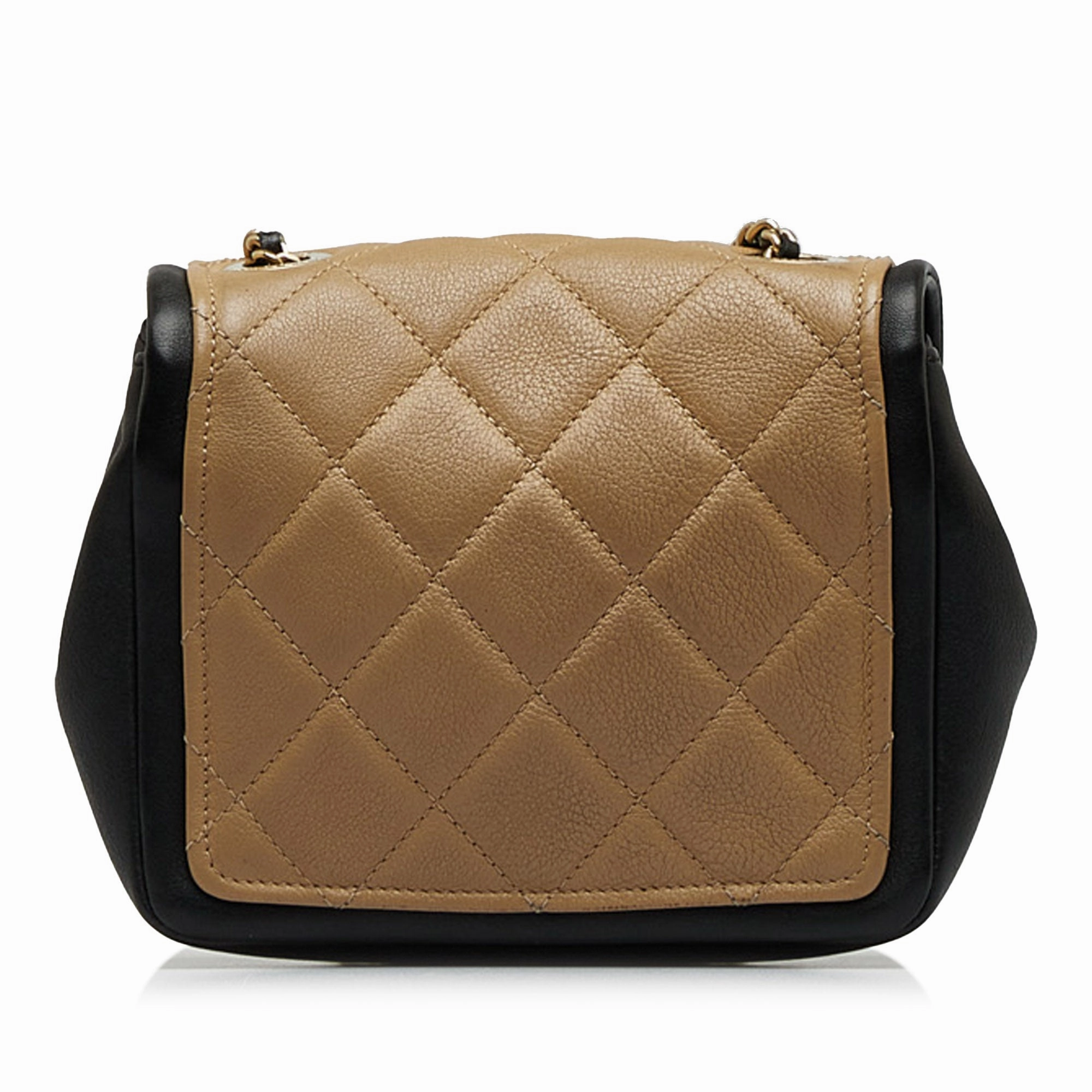 Chanel Mini Square Calfskin Graphic Flap Crossbody Bag