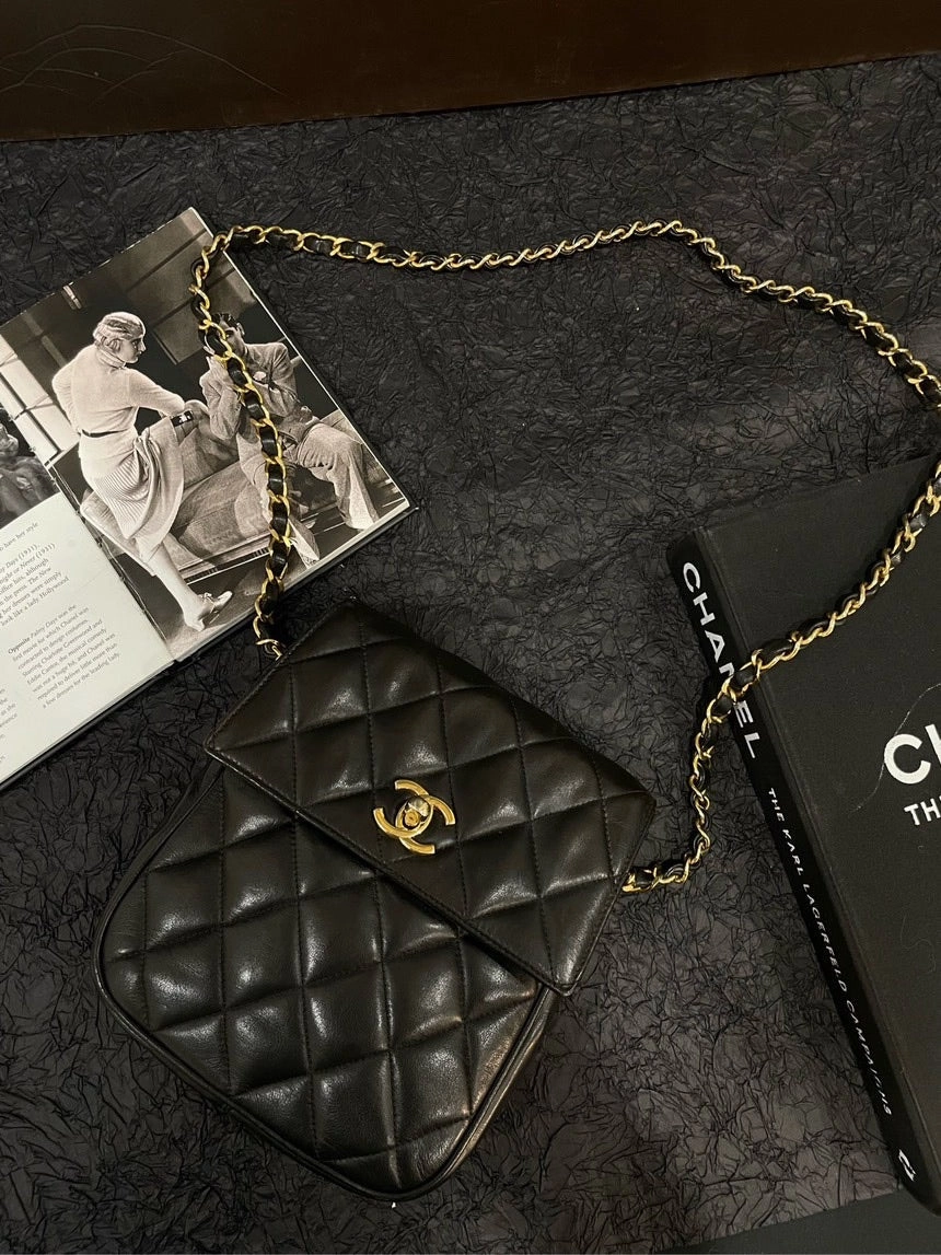 Chanel Pineapple Black Gold Crossbody Bag