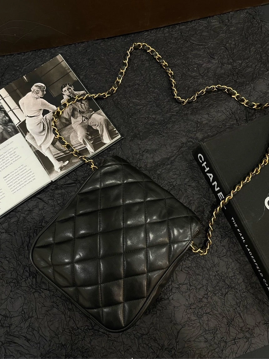 Chanel Pineapple Black Gold Crossbody Bag