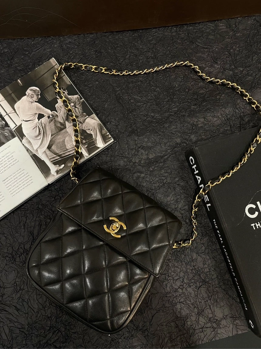 Chanel Pineapple Black Gold Crossbody Bag