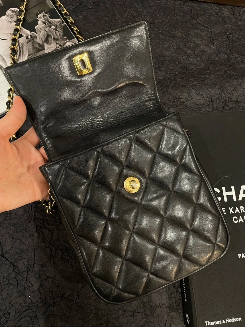 Chanel Pineapple Black Gold Crossbody Bag